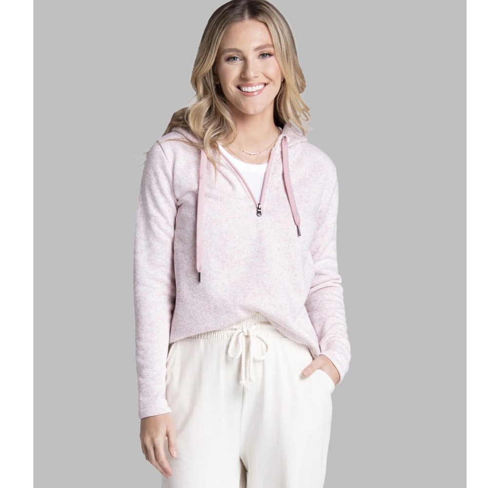 Fruit of the Loom Women's Pink Pullover 1/4 Zip Sweater Hoodie Sz XL